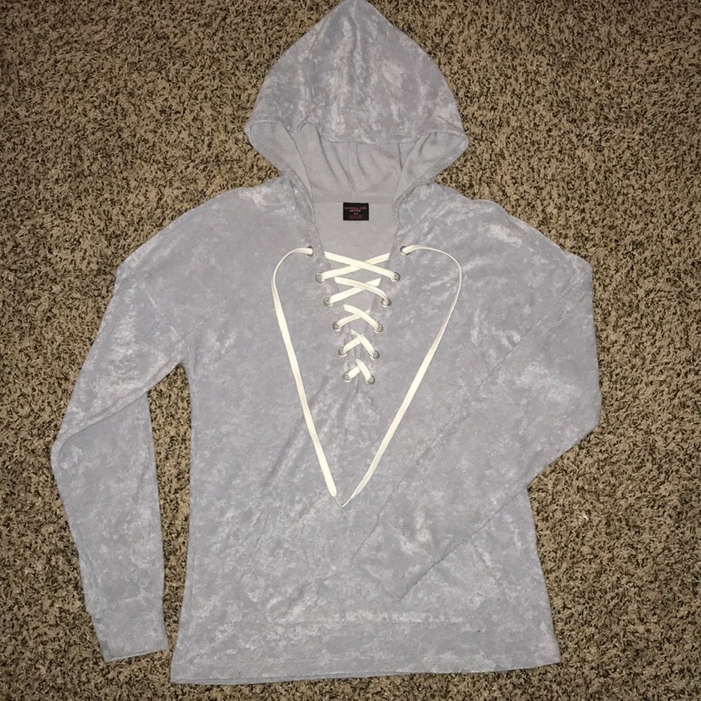Material Girl Active 💙Lace Up Hoodie